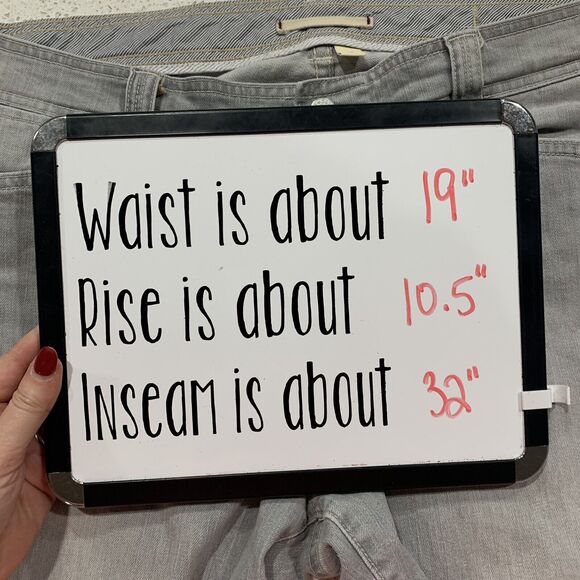 GAP Sz 16 Jeans Grey Straight Leg High Rise Flap Back Pockets Flat Front Women’s - Picture 11 of 11